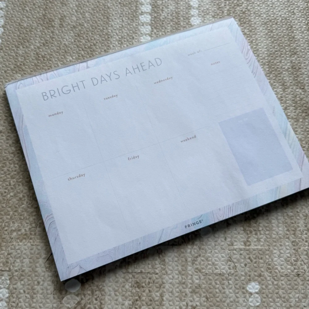 Anthropologie Bright Days Ahead Weekly Calendar White blue marble design